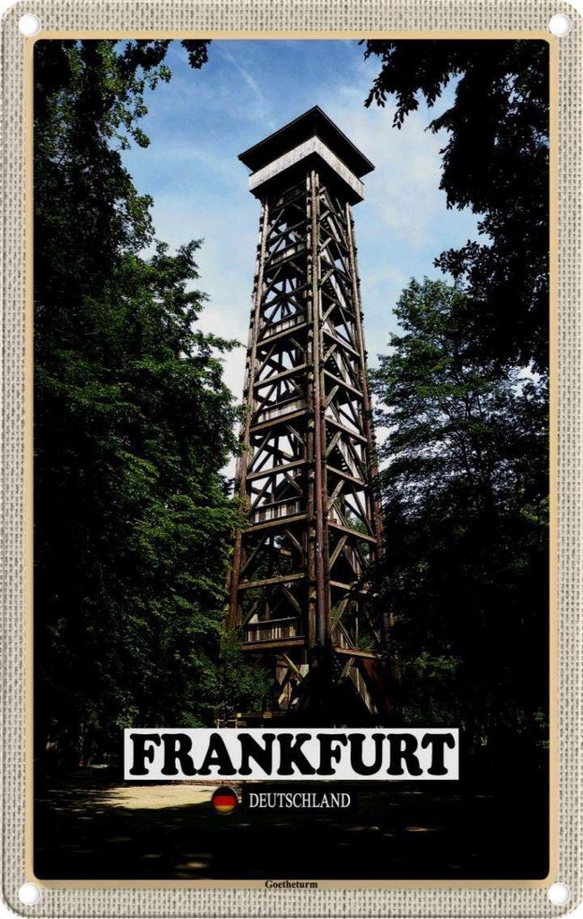 vianmo Blechschild 18x12 cm Frankfurt Goetheturm Bildmotiv Reisemotiv Abenteuer Reisen