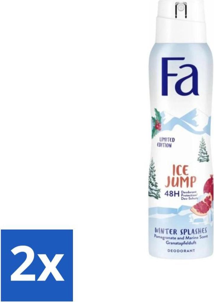 Fa - Deodorant Spray - Winter Splashes Ice Jump - Cool - 48 Stunden Schutz - 150 ml - Vorteilspack - 2 Stücke