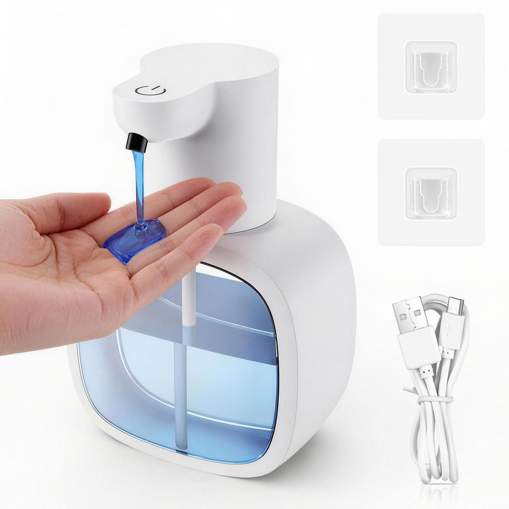 Automatischer 500-ml-Seifenspender mit Sensor, berührungslos und automatisch für Küche und Bad – weißer Wandseifenspender
