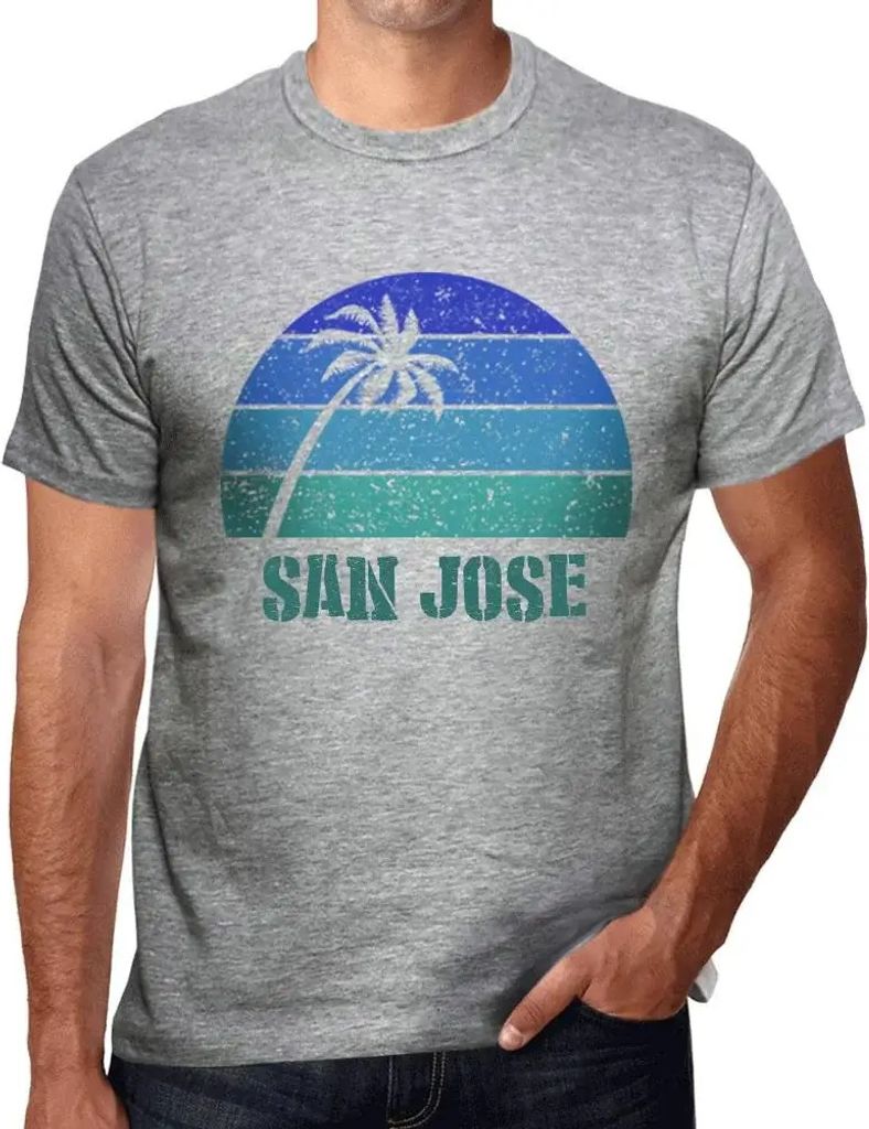Herren Grafik T-Shirt Palme Strand Sonnenuntergang in San Jose – Palm, Beach, Sunset In San Jose – Öko-Verantwortlich Vintage Jahrgang Kurzarm...