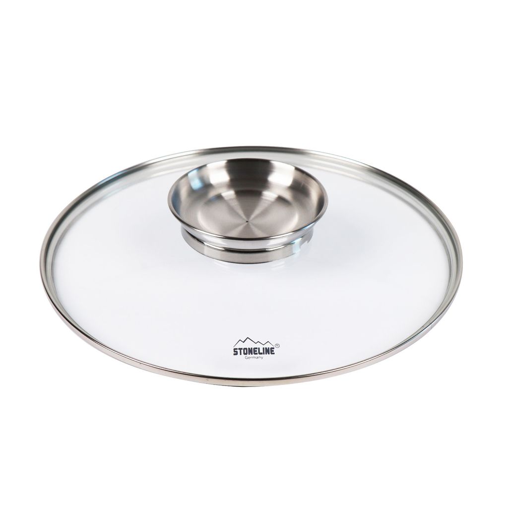 STONELINE Glasdeckel 24 cm mit Aroma-Deckel | Edelstahl