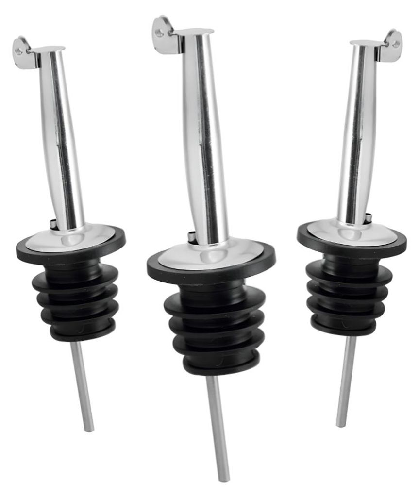 LAYBA Flaschenausgießer Edelstahl Silber mit Kappe, 3er-Set Produktbild 