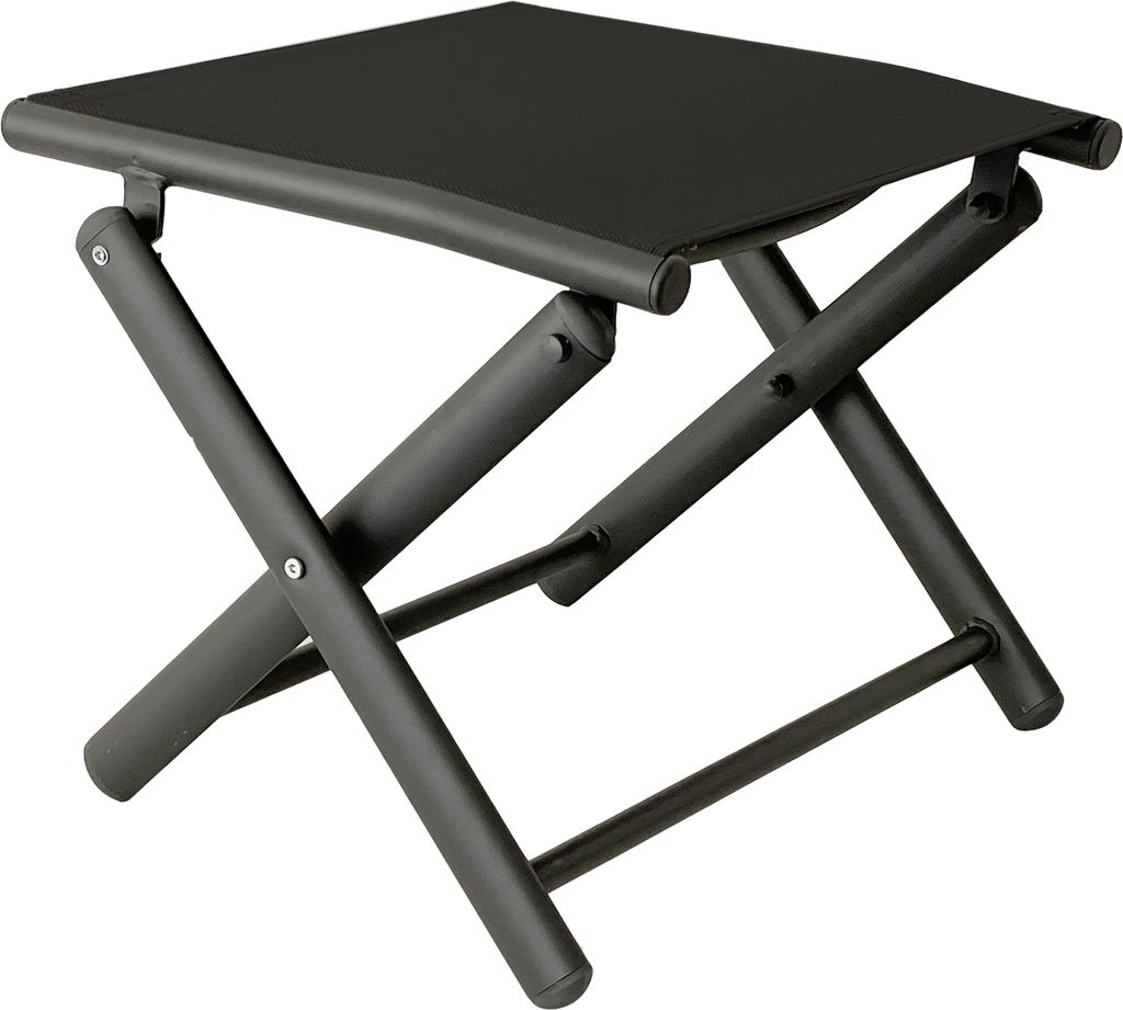 Garten Klapphocker / Fußhocker Metall - Textilen Anthrazit / Schwarz