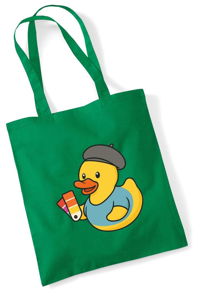 Huuraa Jutebeutel Quietscheente Grafikdesign Comic Gummiente 10 Liter Kelly Green Baumwolle Tasche Geschenkidee