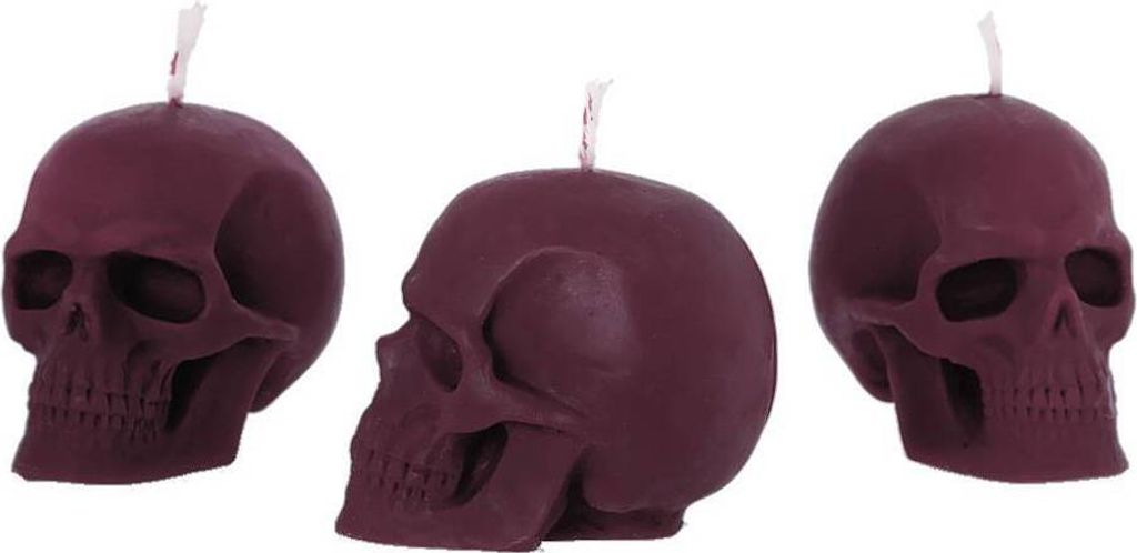 3x Bienenwachs Totenkopf Violett Kerze Gothik Skull Halloween Ritualkerze 36355