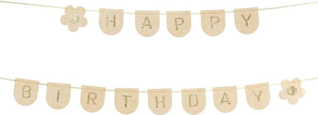 Filzbanner, Happy Birthday, rosa, 3 m