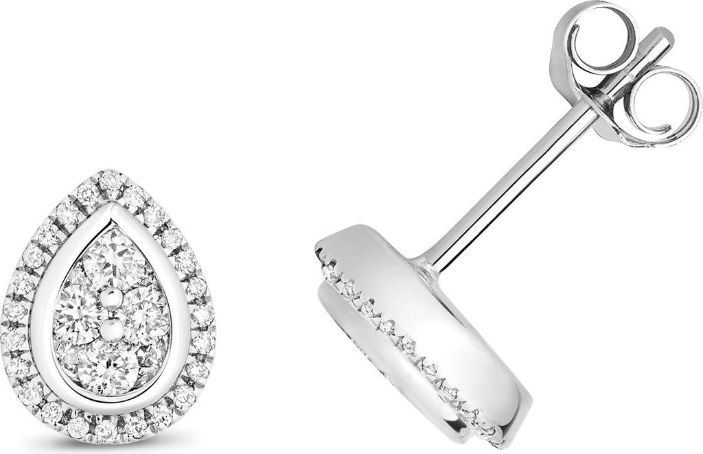 9 Karat (375) Weißgold Damen - Diamant Paar Ohrstecker Brillant-Schliff 0.25 Karat H - I1 - 8mm*5mm; TRS15757