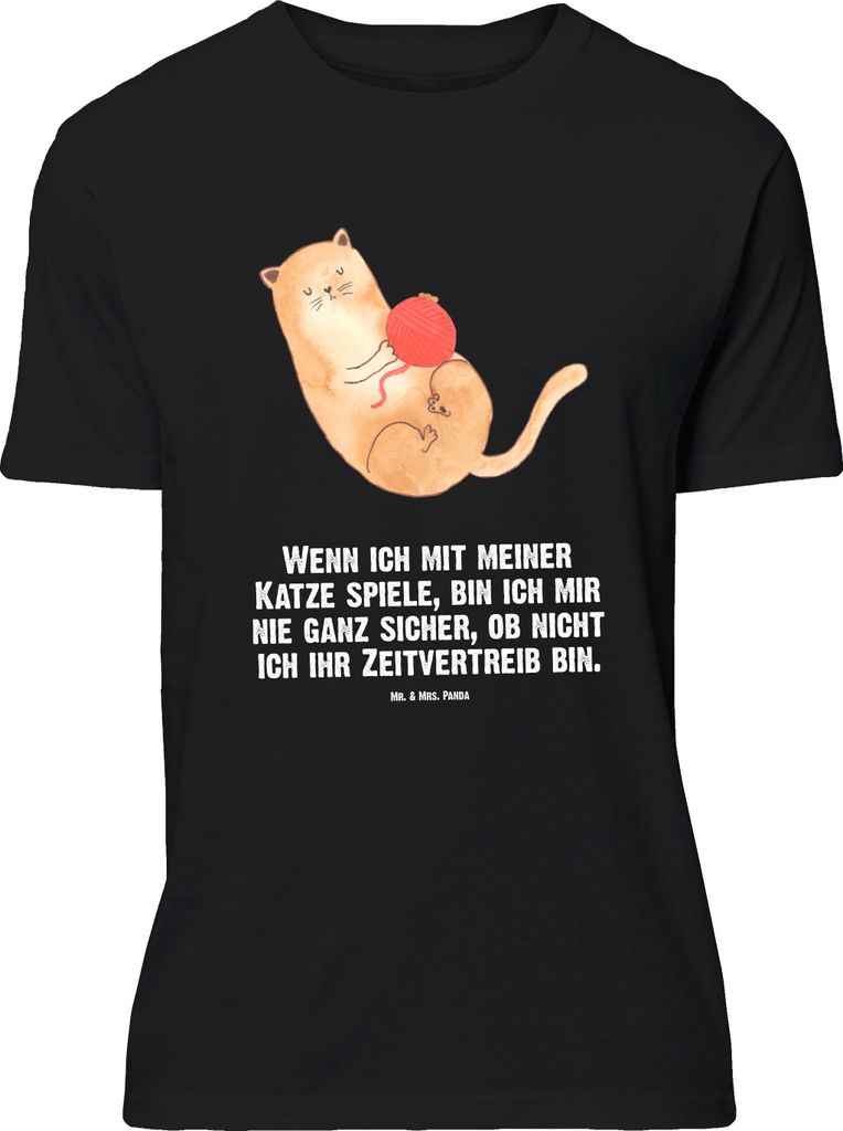 Mr. & Mrs. Panda Größe M T-Shirt Katze Wolle - Schwarz - Geschenk, Cats, Spielen, Cat, mit Spruch, Shirt, Tshirt, Haha, Herren, Katzen