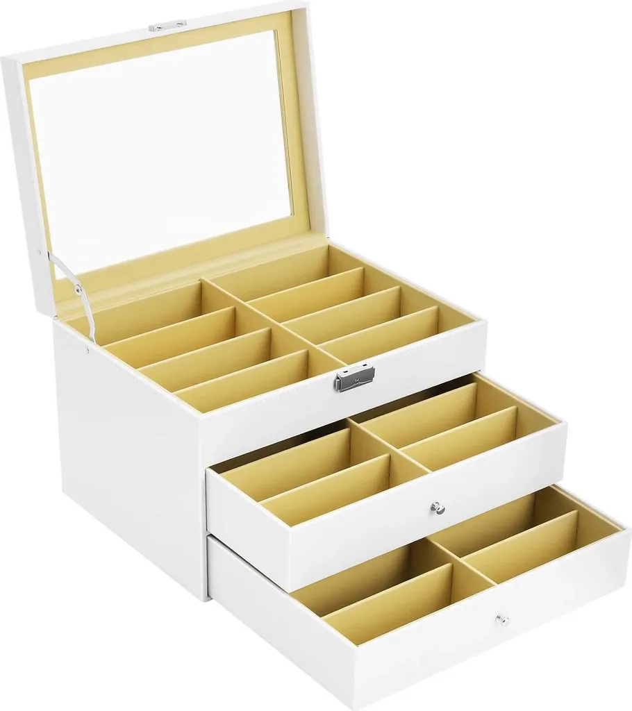 Porta Occhiali Multiplo 24 Paia - Scatola Organizzatrice con Cassetti