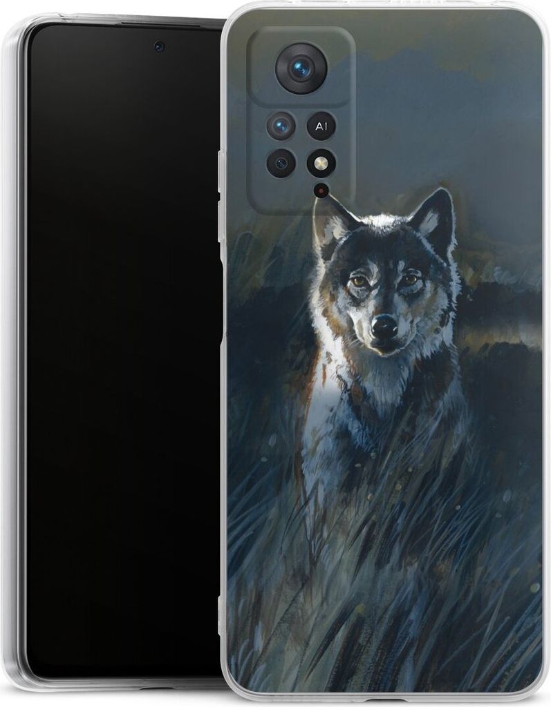 DeinDesign Handyhülle für Xiaomi Redmi Note 11 Pro 4G Silikon Hülle Case Smartphone Schutzhülle Malerei Natur Wolf