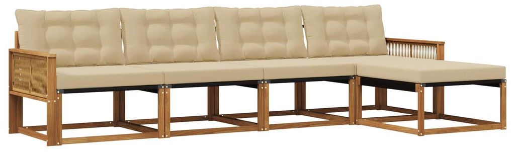 vidaXL Outdoor-Sofagarnitur mit Kissen 5 pcs Natur und Beige