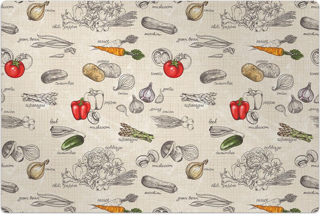Küchenmatte 80x120 cm Vinylmatte Bodenmatte Dekoration - Vintage Küchengemüse