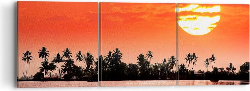 Bild auf Leinwand - Leinwandbild - Kanal boot kultur sonnenuntergang - 90x30cm - Wand Bild - Wanddeko - Leinwanddruck - Bilder - Kunstdruck - Leinw...