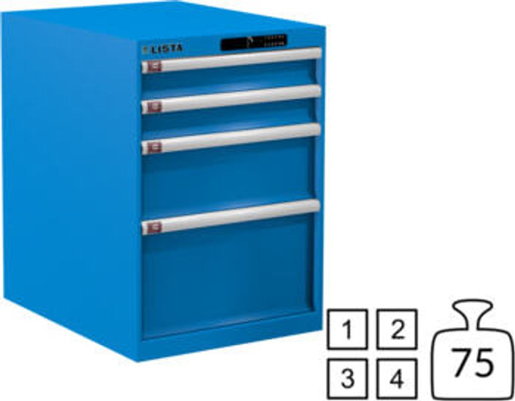 Lista Schubladenschrank - 78.128.010 - 800x564x725 mm (HxBxT) - 4 Schubladen - 75 kg - Code Lock - lichtblau (RAL 5012)