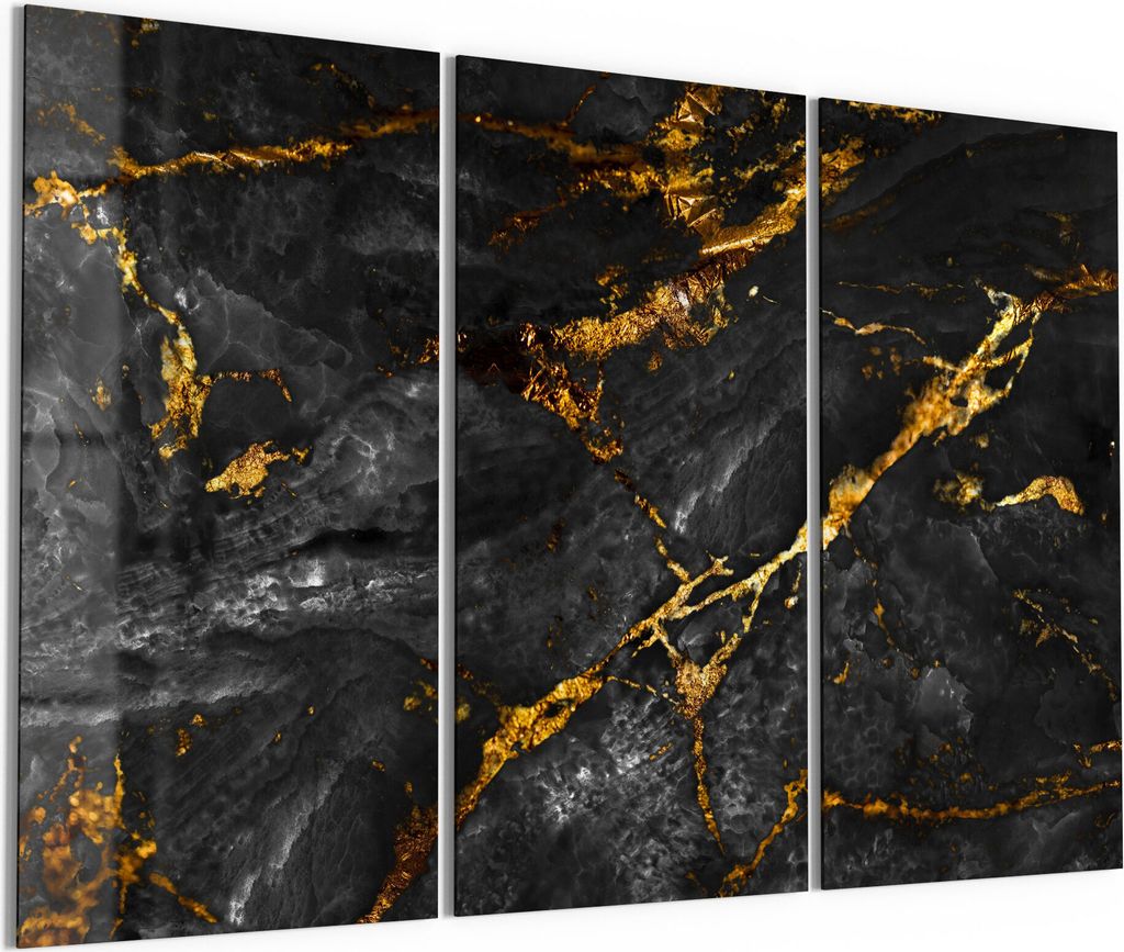 DEQORI Glasbilder Acryl 3x50x100 cm 'Veredelter Naturstein' Wandbilder XXL groß