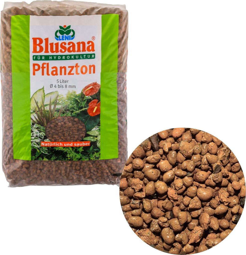 Blusana Blähton Pflanzsubstrat 5l mittlere Körnung 4-8mm Tongranulat Hydrokultur & Drainage Pflanzton Granulat