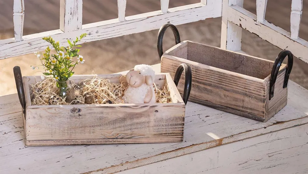 Boîte de Rangement en Bois Flambé et Blanchi - Look Vintage Rustikal