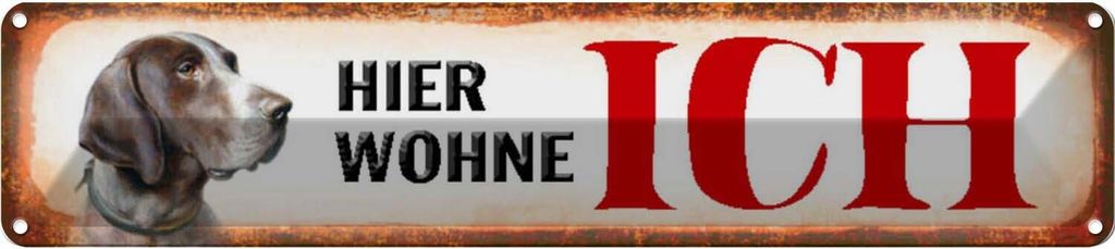 vianmo Blechschild 10x46 cm Jagdhund Hund hier wohne Tier Haustier