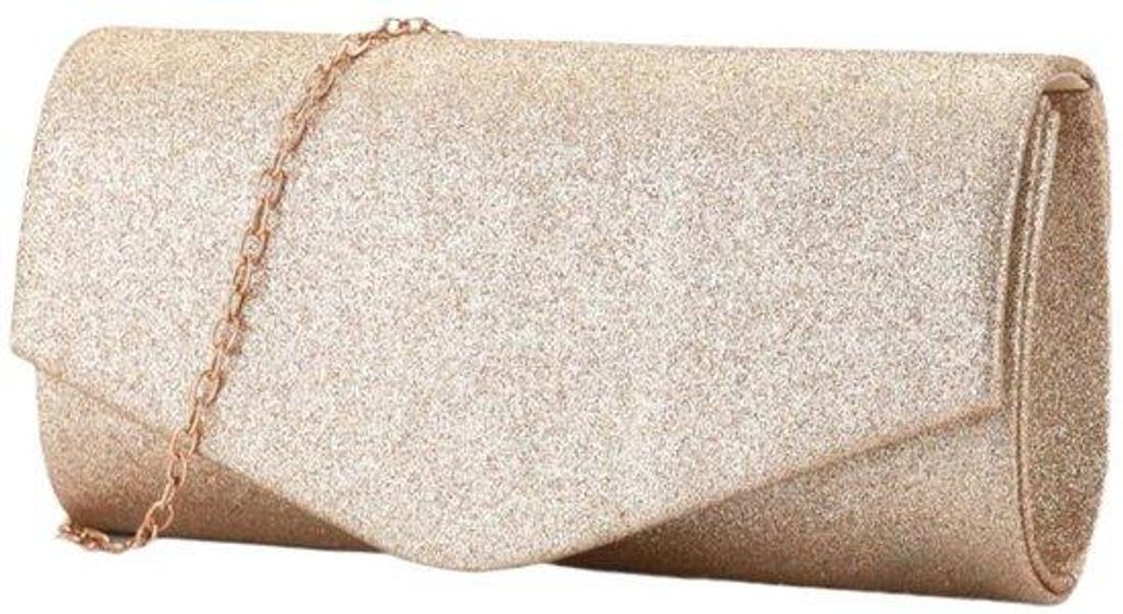 Glitzernde Crossbody-Taschen für Frauen, elegante Clutch-Taschen mit abnehmbarem Kettenband, Champagne-Farbe