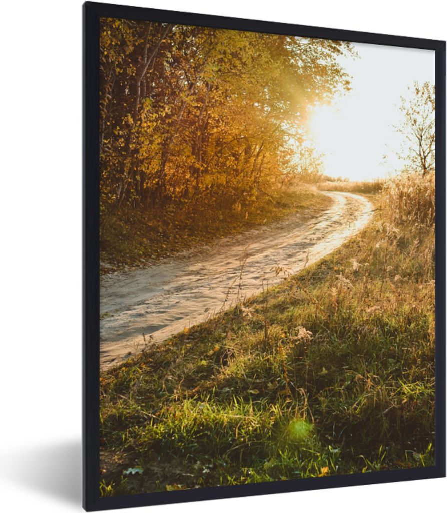 MuchoWow Gerahmtes Poster Weg - Natur - Baum 60x80 cm - Poster mit Schwarzem Bilderrahmen Wandposter Rahmen Foto Bilder - Premium - Wanddeko Wohn...