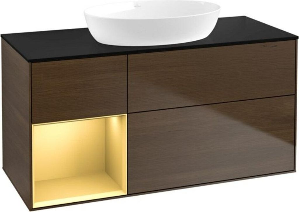 V&B Waschtischunterschrank Finion 120cm, Pl bla m, Reg gol m Lac, wal ven