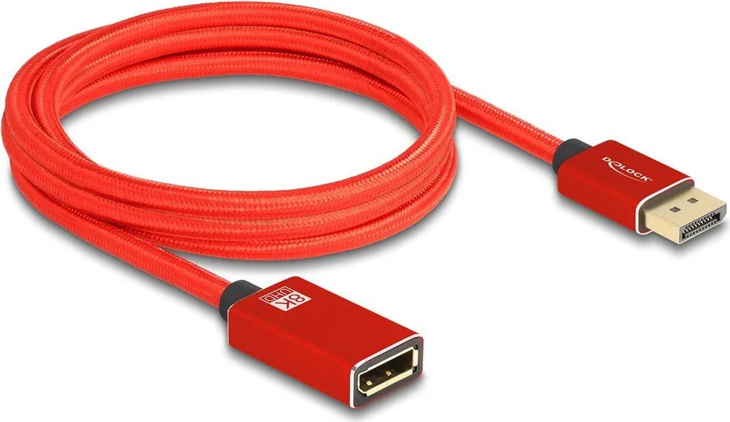 Delock 81082 Cavo Prolunga DisplayPort 1.4 8K 60Hz 2m Rosso Metallo