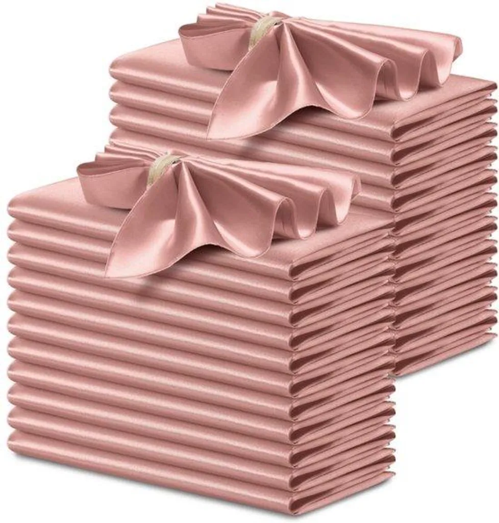 Serviettes douces 43x43 cm roses réutilisables en coton | Lot de 24