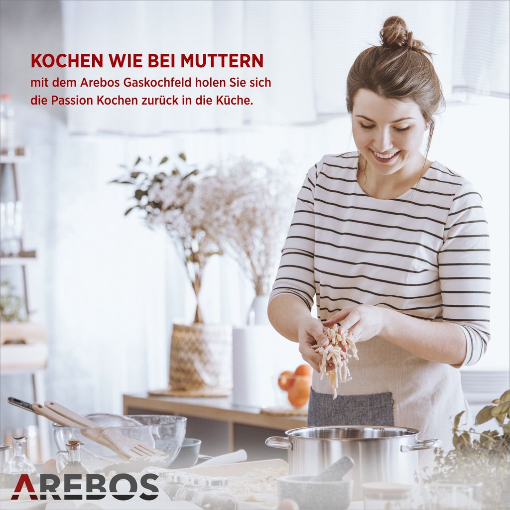 AREBOS plynová varná doska 5 horákov, sklokeramika, plynová Obrázok produktu 4