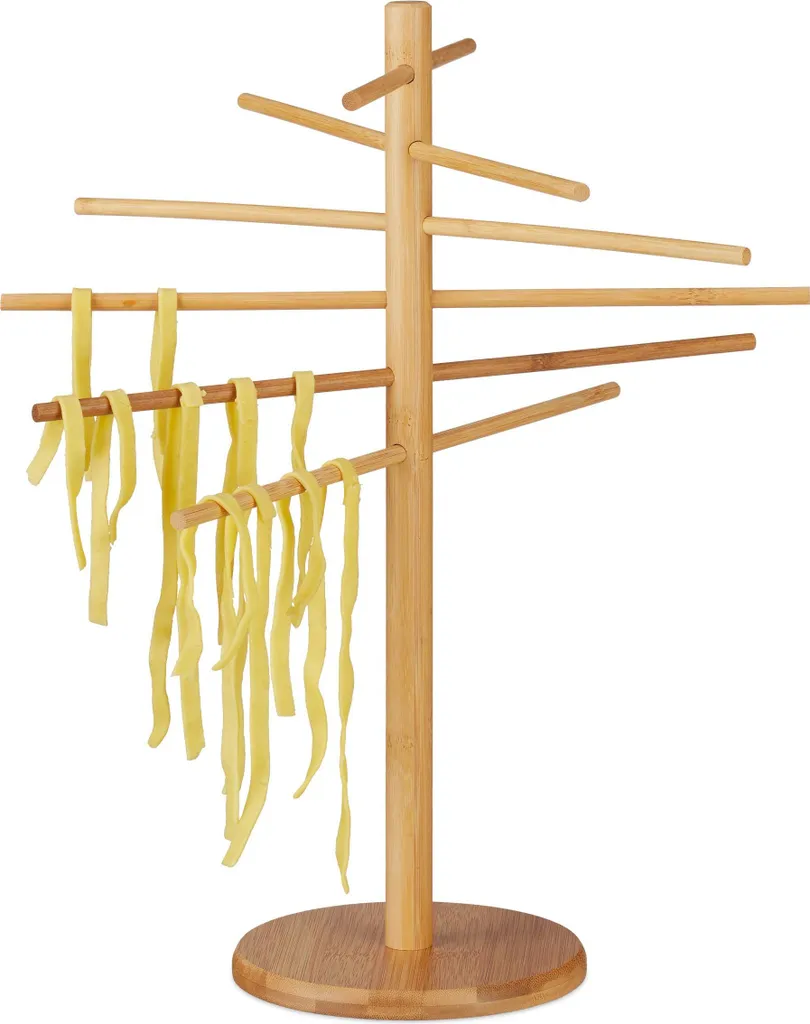 Relaxdays Essiccatore Pasta Design in Bambù - Stile e Funzionalità