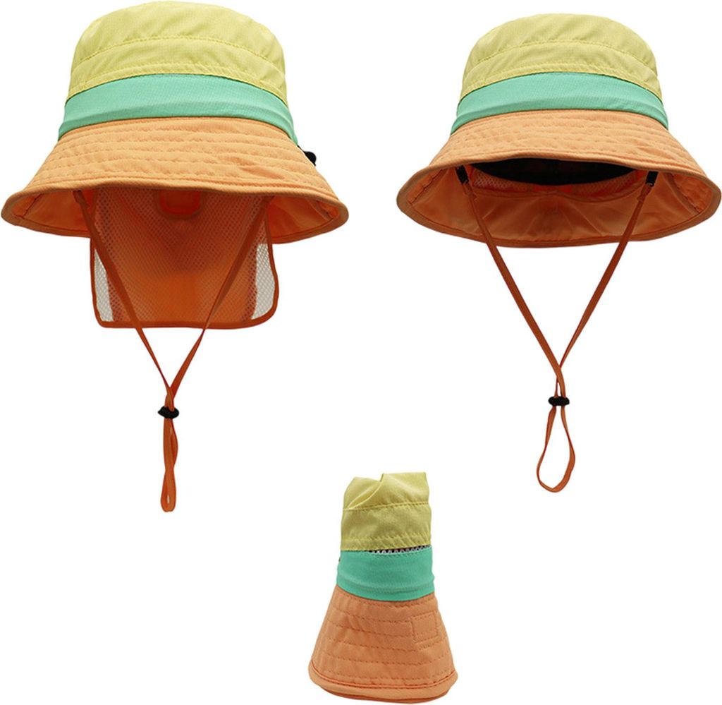 Baby Sonnenhut,UV-Schutz UPF 50+ Fischerhut für Mädchen Jungen, Orange, M(52-56cm)