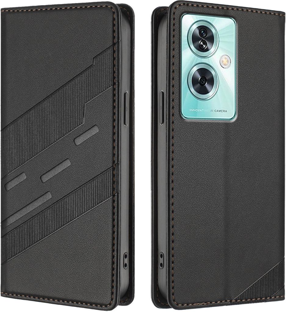 Hülle für OnePlus Nord N30 SE, Kunstleder Brieftaschen Handyhülle mit Kartenfach und Standfunktion Schwarz