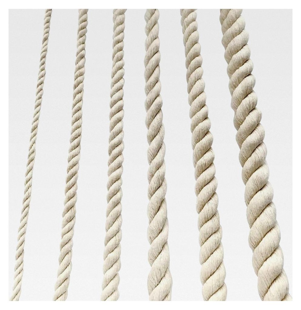 Baumwollseil, dickes Seil, weißes Seil, Schlinge, weiches Seil, 8 mm, Terrassen-Seil für Garten, Makramee, Pflanzenaufhänger-Set (15 m)