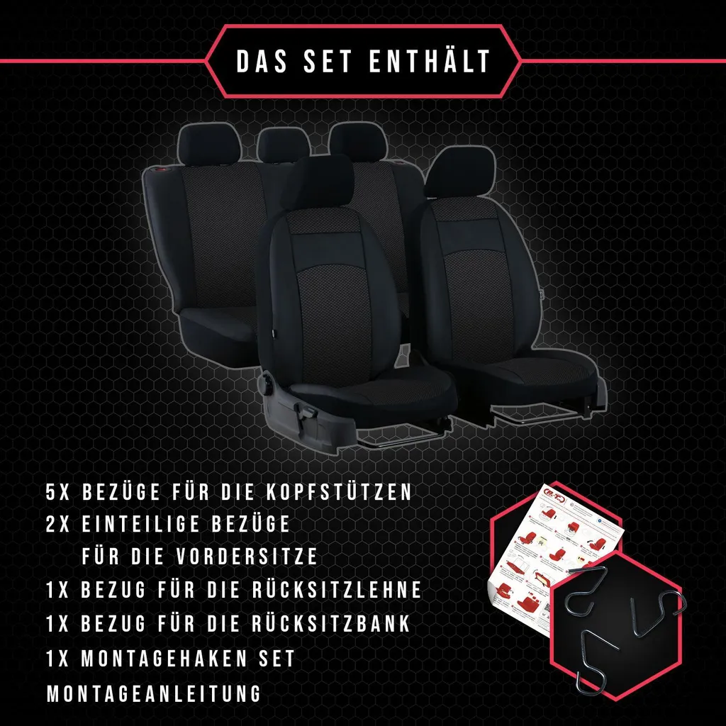 Coprisedili auto Coprisedili universali per Daewoo Lanos Set nero - 10