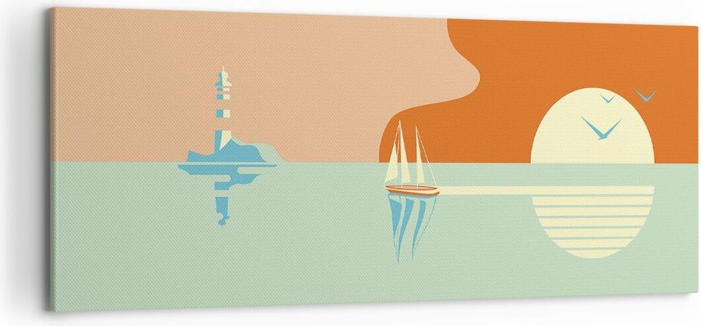 Bild auf Leinwand - Leinwandbild - Einteilig - Sonne Segelschiff Laterne - 120x50cm - Wand Bild - Wanddeko - Wandbilder - Leinwanddruck - Bilder - ...