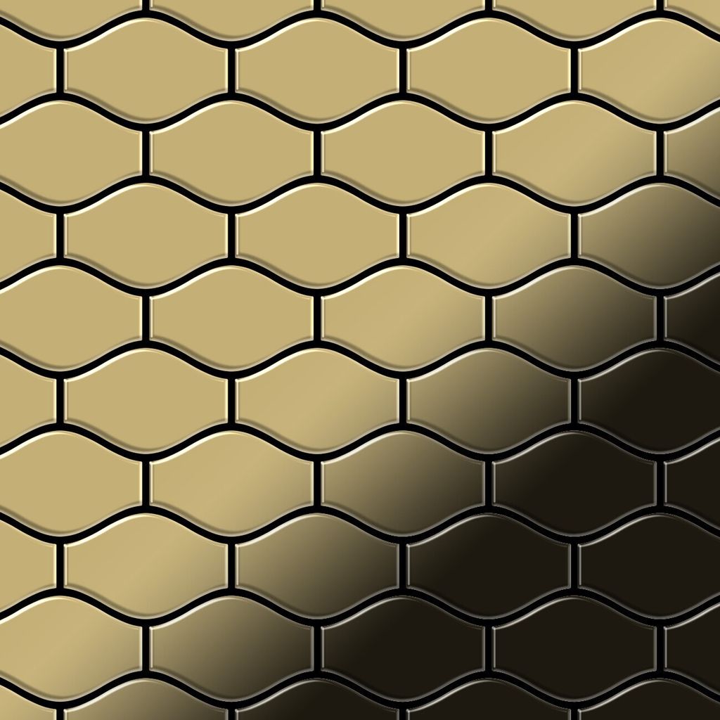 Mosaik Fliese massiv Metall Titan hochglänzend gold 1,6mm stark Karma-Ti-GM