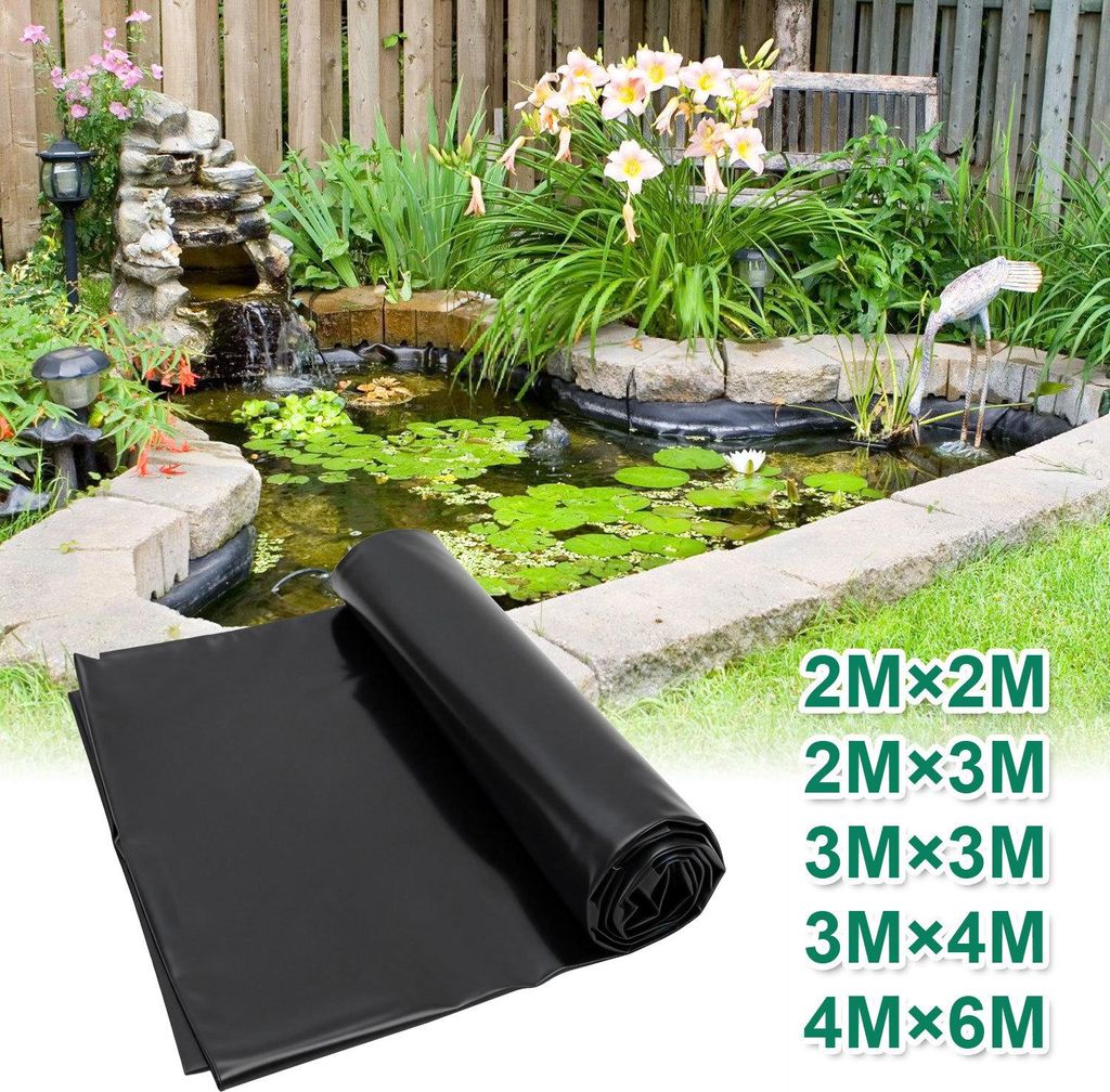 Faziango 3 x 3 m Teichfolien Zuschnitt HDPE, UV- und witterungsbeständig, Schwimmteich Folie Gartenteich Teichplane Schwarz, für Teichbau, Garten...