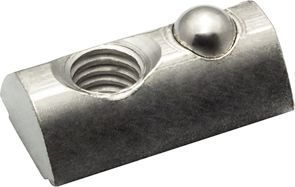 KLAK 30 - Edelstahl Nutenstein mit Federkugel und Steg M6 Nut 8 für Aluprofil 30-er - 10 Stück