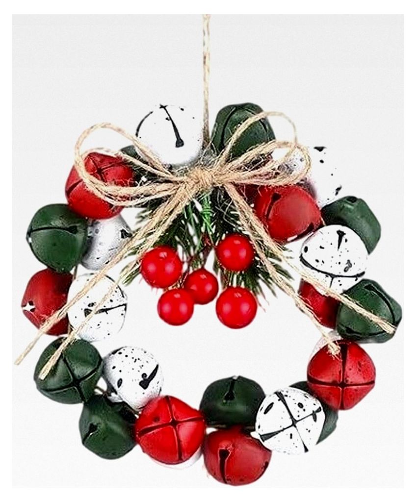 Weihnachtsglocken mit Beeren, 6,5 cm, Vintage Deko, Künstliche Vorbau Dekoration | Für Kamin, Fenster, Tür, Tisch, Party, Hochzeit, Winter, Küche