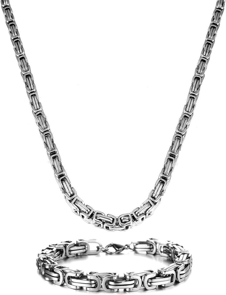 Königskette Silber Herren Edelstahl 4/5/6/7/8 mm Halskette Produktbild 