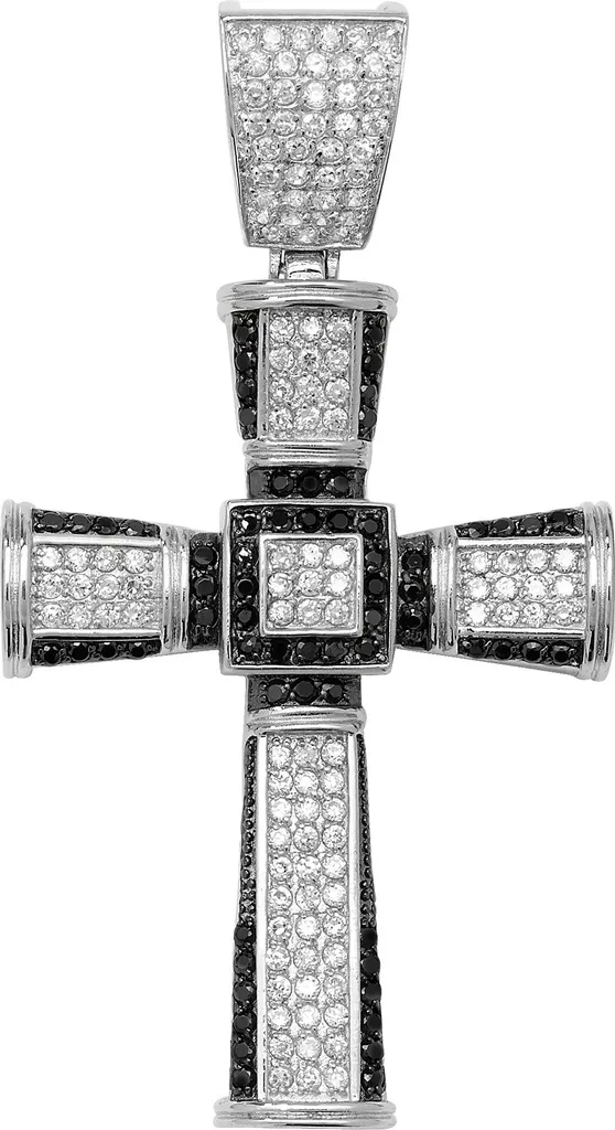 Pendentif Croix 37g en Argent 925 avec Zirconium Brillant - 81mm