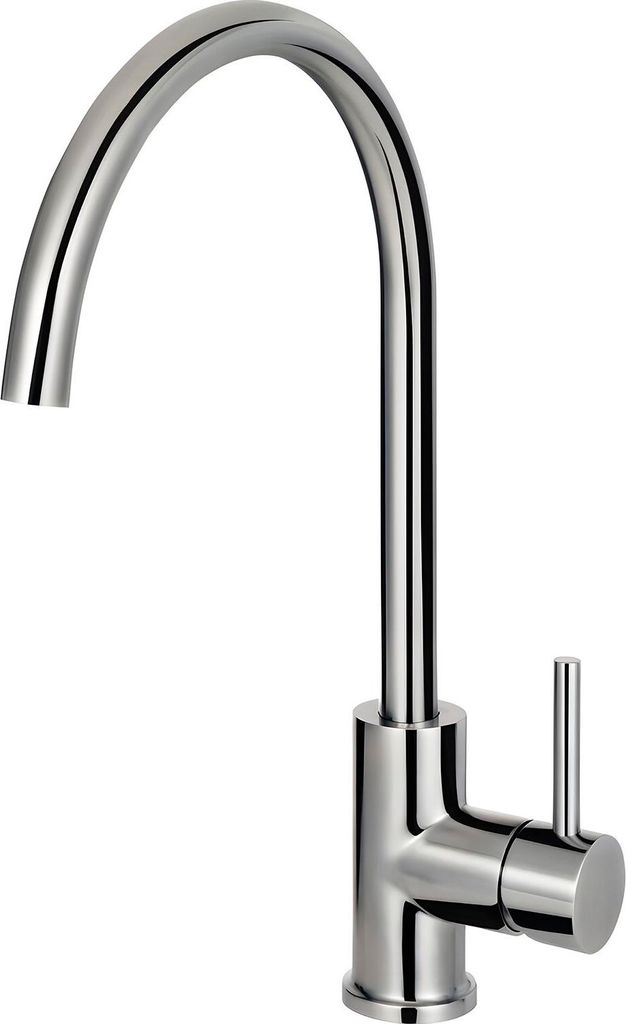 Einhand-Spültischbatterie modern | Wasserhahn hohe runde Form | Küchen-Armatur schwenkbar Edelstahl | Hahnloch-Bohrung 35 mm