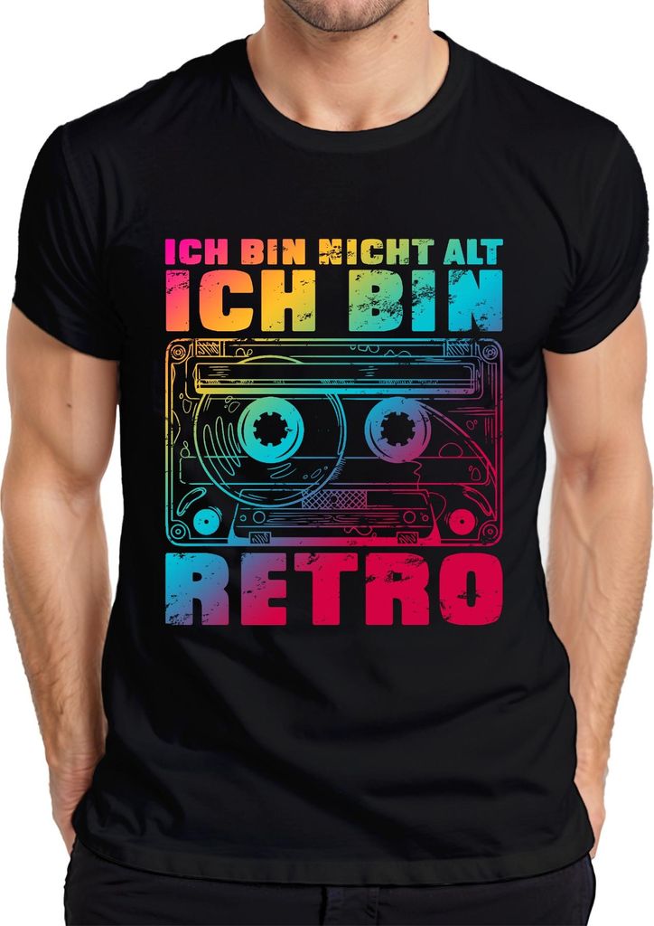 Ich bin nicht alt ich bin retro Kassette 80er Vintage Geschenk Herren T-Shirt, Schwarz, XXL