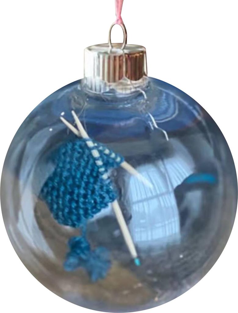 Weihnachts-Näh-Schneeball-Ornament, transparente Kunststoffkugeln, Weihnachts-Hängeornament, Schneiderin-Geschenk für Stricker, Garnliebhaber