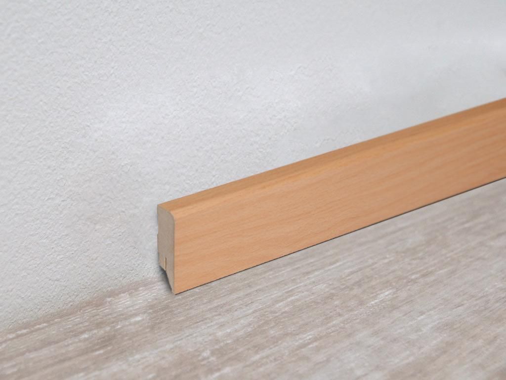 PROFI | 2,50 m | Braun 58mm Sockelleiste Buche Nachbildung, Folierte Sockelleiste MDF Kern, Natürlicher Look, Hohe Oberflächenqualität, Cliptech...