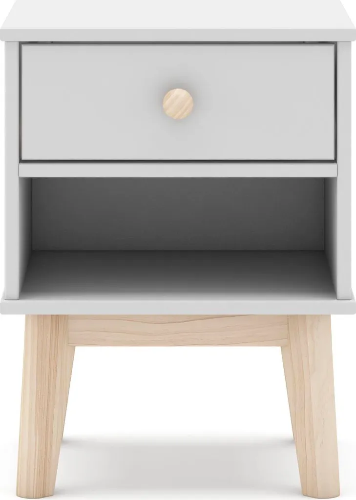 Table de nuit SIMON L40 cm petit format avec tiroir et niche bois