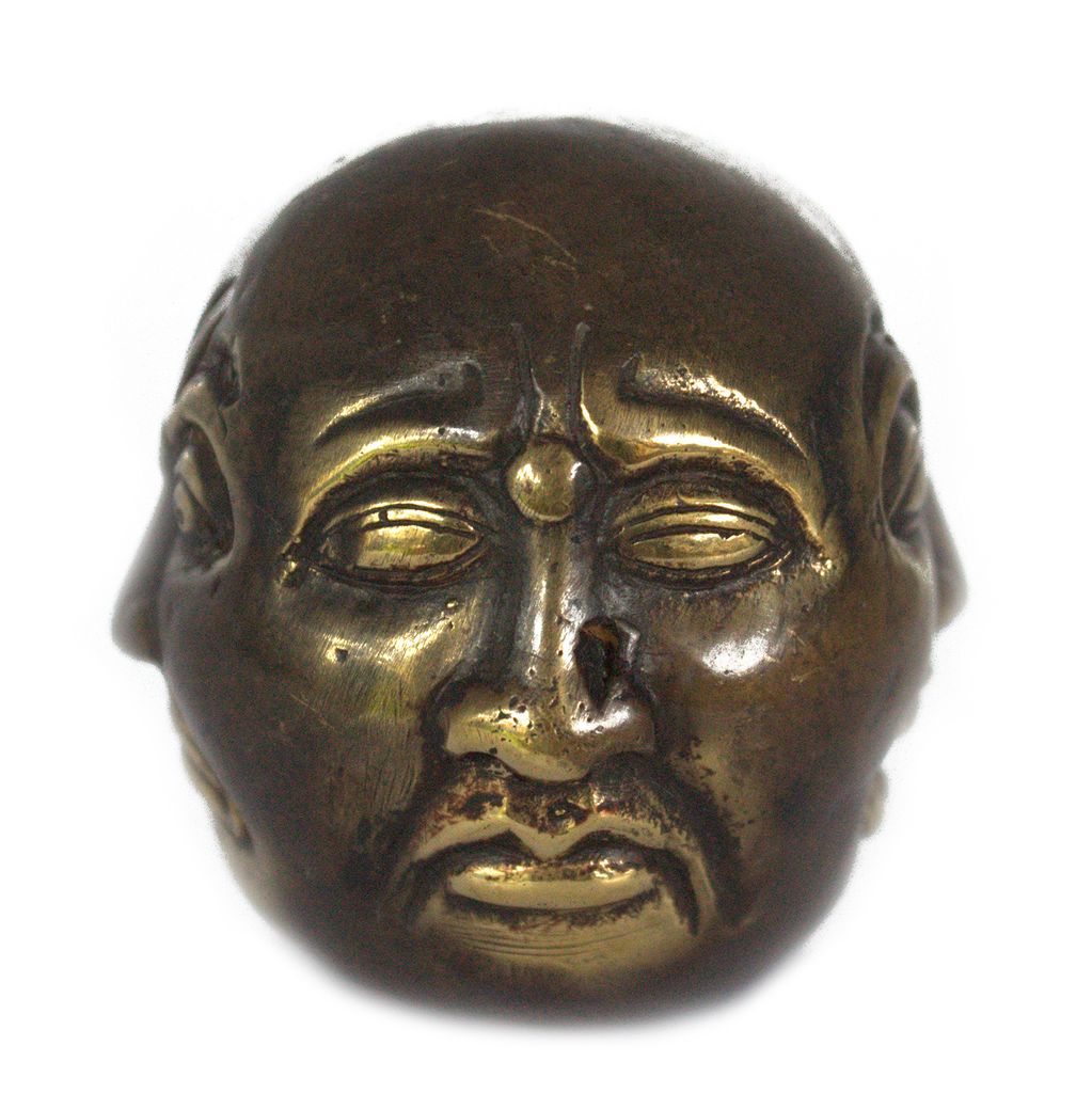 Buddha Kopf Figur mit vier Gesichtern 5cm Fengshui, Messing,