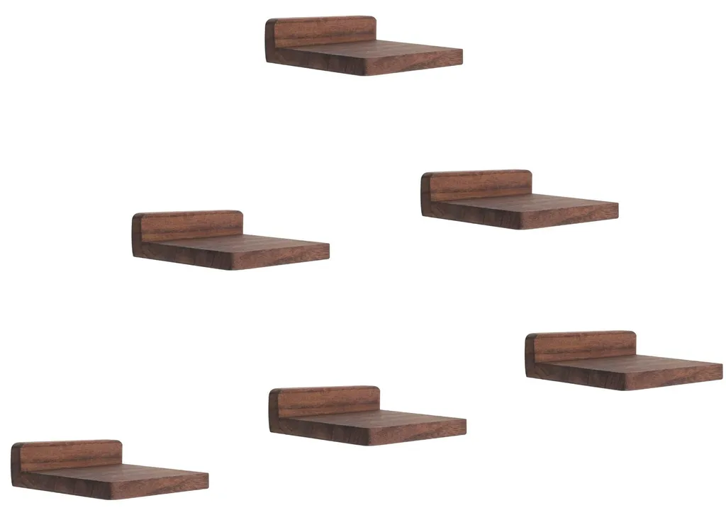 Lot de 6 étagères carrées en bois de noyer 12,7x10x4 cm modèle compact