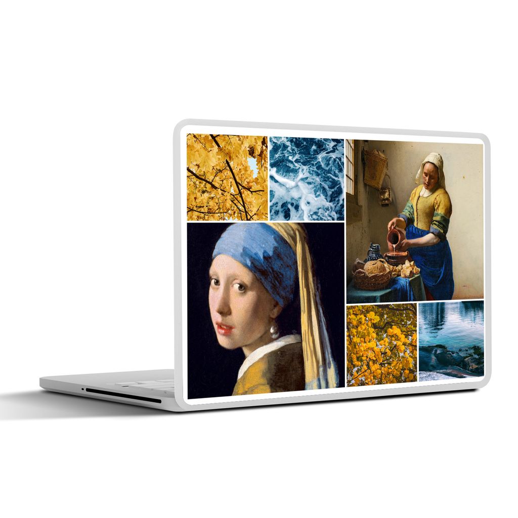 MuchoWow Laptop Aufkleber Sticker Cover Vermeer - Collage - Milchmädchen 32.5x23.5 cm - Sticker für Laptop - Selbstklebend