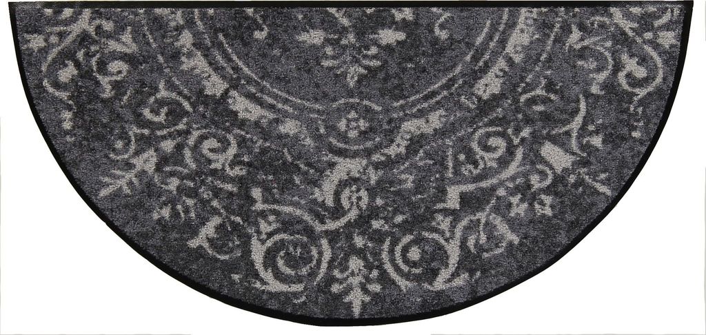Salonloewe AMIRA GREY Fußmatte Wohnmatte halbrund 42 x 85 cm