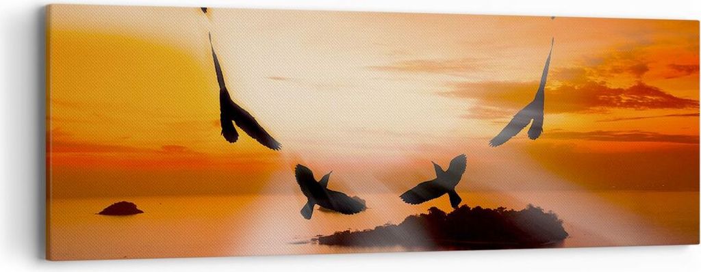 Bild auf Leinwand - Leinwandbild - Natur Landschaft Insel Meer - 90x30cm - Wand Bild - Wanddeko - Leinwanddruck - Bilder - Kunstdruck - Wanddekorat...